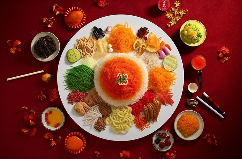 中国新年菜Yee,Sang团圆饭东方食品一桌丰盛的中餐美食餐饮美食实拍图像摄影,高清,摄影图,摄影图片,图片大全,摄影图免费下载